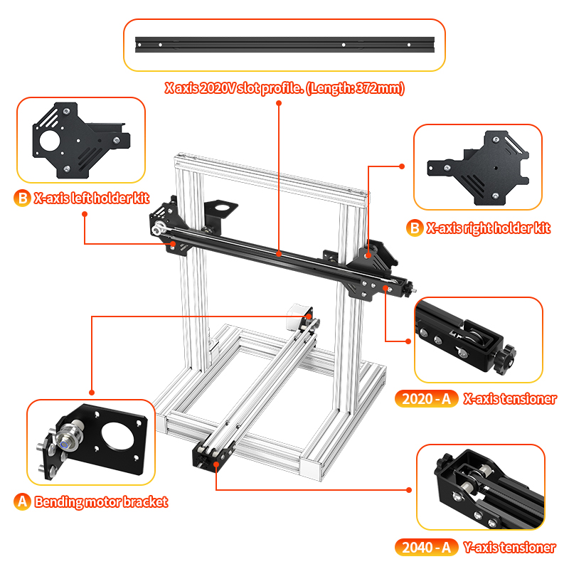 3D Printer Parts Y/X Axis Motor Mount Bracket Right/ Left X/Z-Axis Front/Back Motor Mount Plate X/Y Tensioner For CR-10 Ender-3