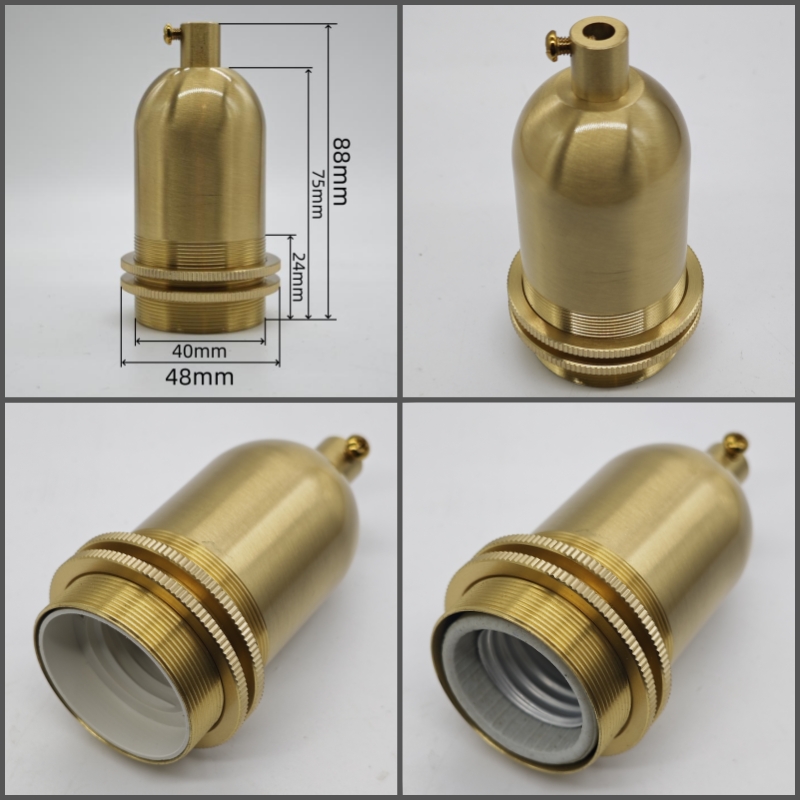 Edison DIY lamp holder for shade Pure brass material vintage threaded Socket Bulb Fitting E27 UL/CE lighting copper base