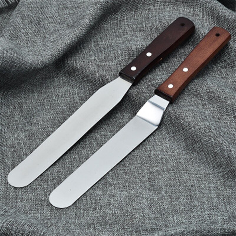Schraper spuitmond recht kus mes bakgadget houten handvat roestvrij staal 6/8/10 inch boter spatel cake