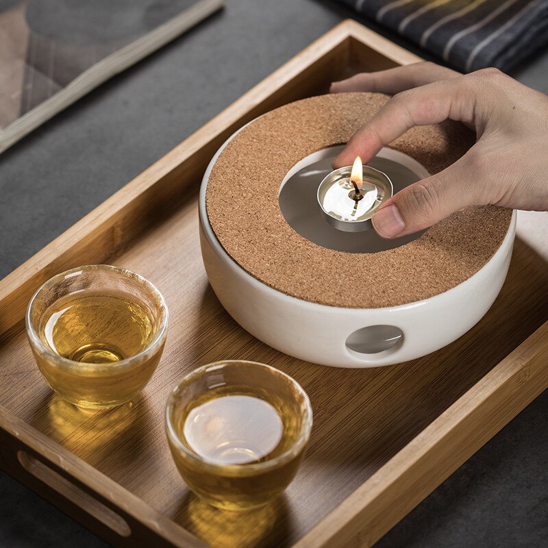 Mini Portable Ceramic Teapot Holder Base Teapot Warmer Insulation Base Coffee Water Warmer Candle Holder Tea Accessories