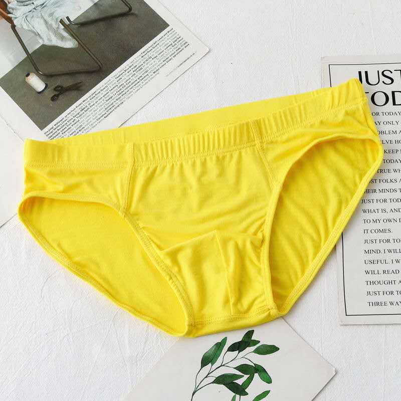 Men Underwear Briefs Modal Qucik-Dry Sexy Briefs Breathable Mens Slip Cueca Male Panties Underpants Briefs: M / Yellow