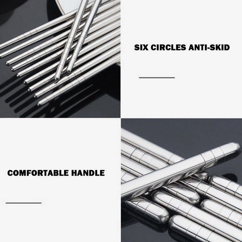 5 paria liukumattomat ruostumattomasta teräksestä valmistetut syömäpuikot kiinalaiset metalliset syömäpuikot uudelleenkäytettävät ruokatikut sushi keittiövälineet astiasto