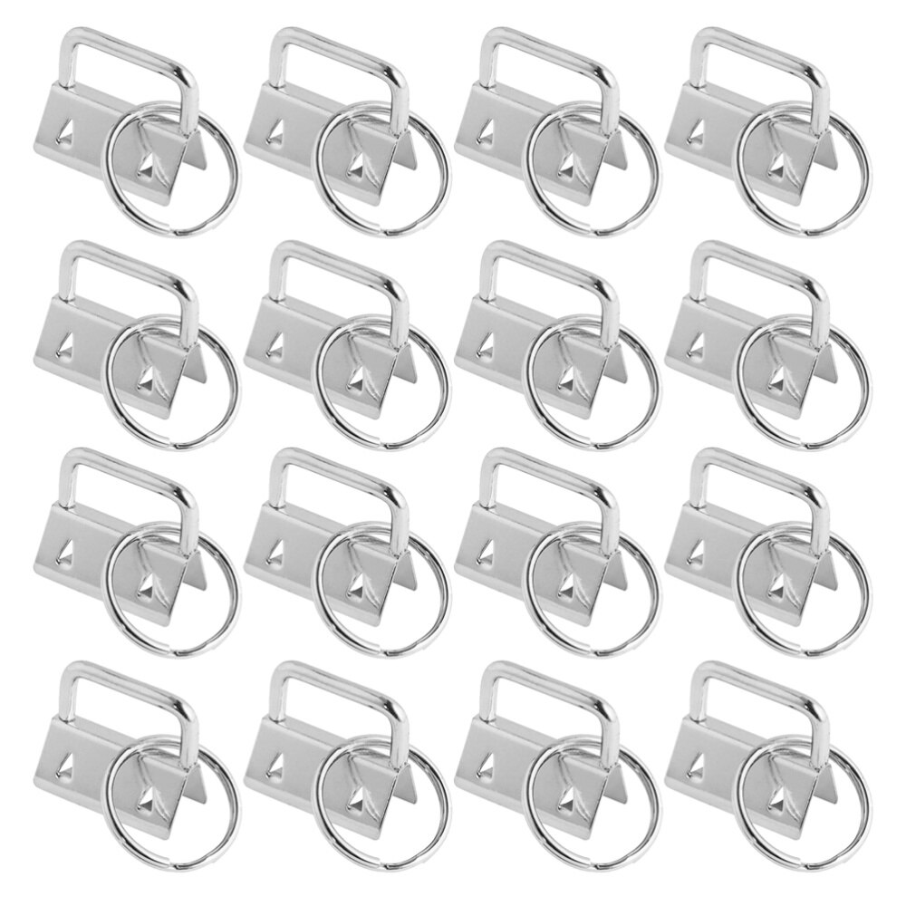 50Pcs Diy Stof Sleutelhanger Fob Polsbandje Met Key Ring Voor Lanyard Bagage Riem Accessoires (25Mm, zilver): Silver