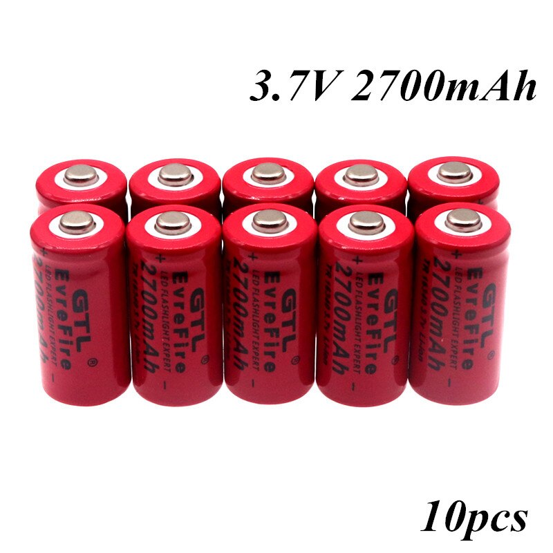 2700 mah uppladdningsbara 3.7v li-ion 16340 batterier  cr123a batteri för väggladdare med led-ficklampa för 16340 cr123a batterier
