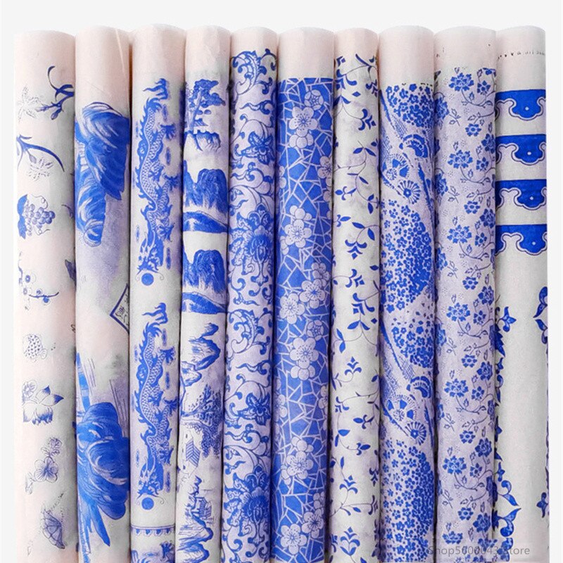 Keramik Kunst Tonne Keramik Unterglasur Farbige Transfer Blume Papier Jingdezhen Blau und Weiß Porzellan Abziehbilder Aufkleber 47*35cm