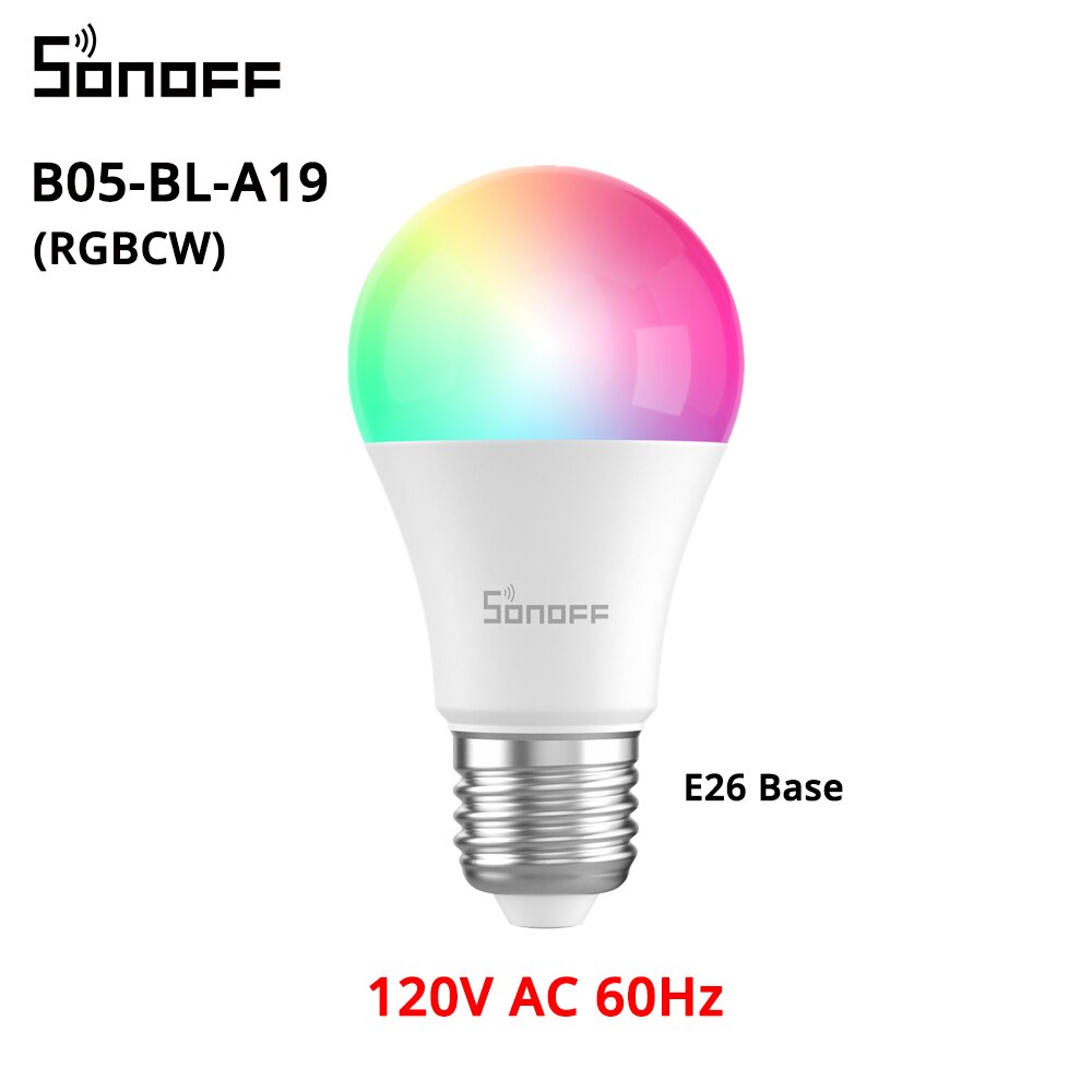 SONOFF-bombilla LED inteligente para el hogar, luz regulable con Wifi, Control remoto por aplicación, funciona con Alexa, B02-B-A60/ B05-BL-A60/ B05-BL-A19: 1PCS B05-BL-A19