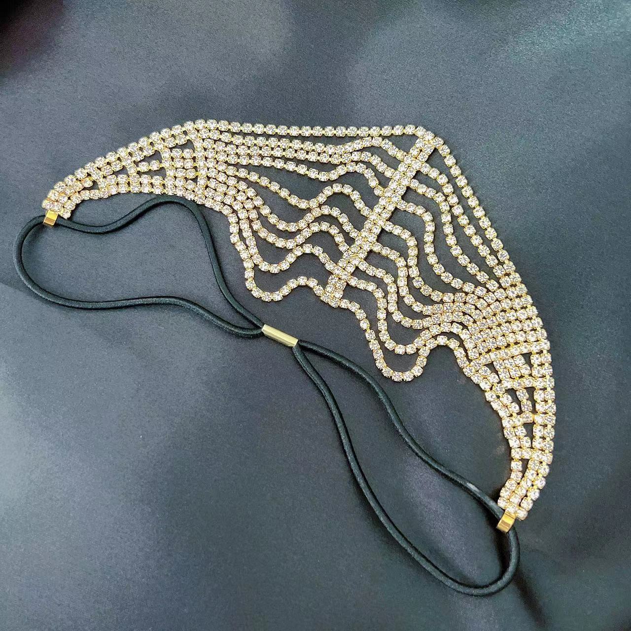 Europäische und Amerikanische exquisite luxus glänzende Strass Kristall elastische haar band haar kette süße braut schmuck kopf