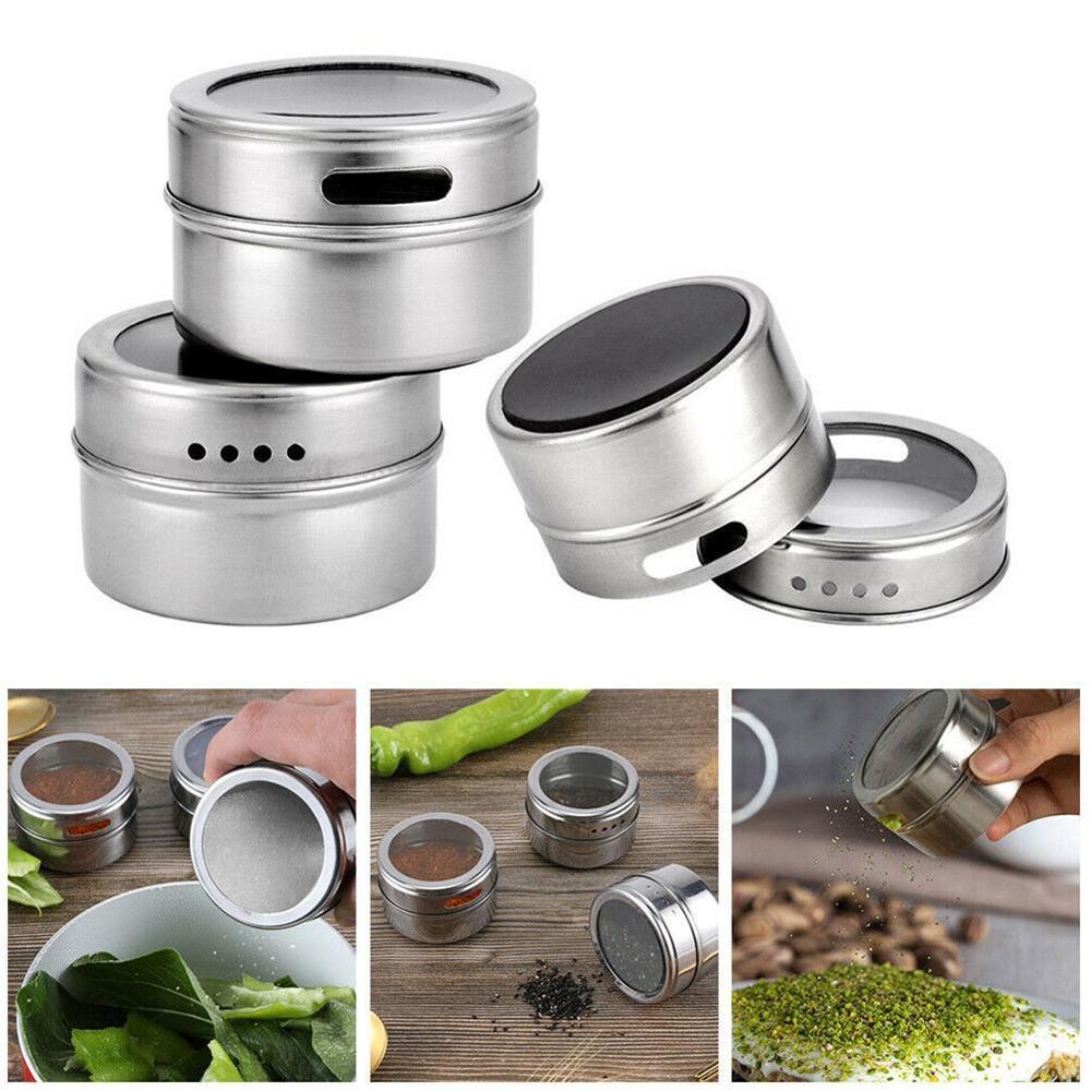 1PC Stainless Steel Magnetic Spice Jar Set Spice Tins Spice Storage Container Pepper Seasoning Sprays Tools Spice Jar