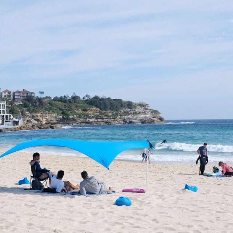 Familie Strand Zonnescherm Lichtgewicht Zon Schaduw Tent Met Zandzak Ankers Voor Park Outdoor Camping Paraplu Strand Tent