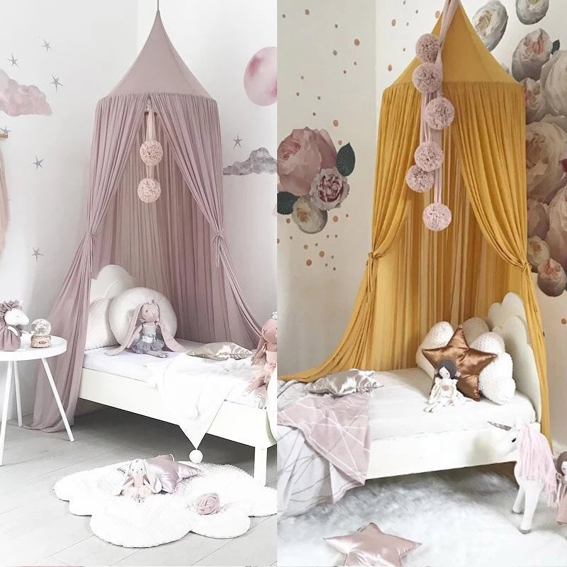 Nordic Stil Baby Bett Baldachin Moskito Net Vorhang Kinderzimmer Bettwäsche Krippe Netting Hängen Dome Zelt Mädchen Prinzessin Spielen Burg