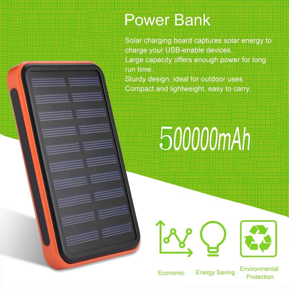 Super Thin Large Capacity Waterproof Portable Solar Power Bank Dual USB Solar Charger For Mobile Phones Compact Lightweight
