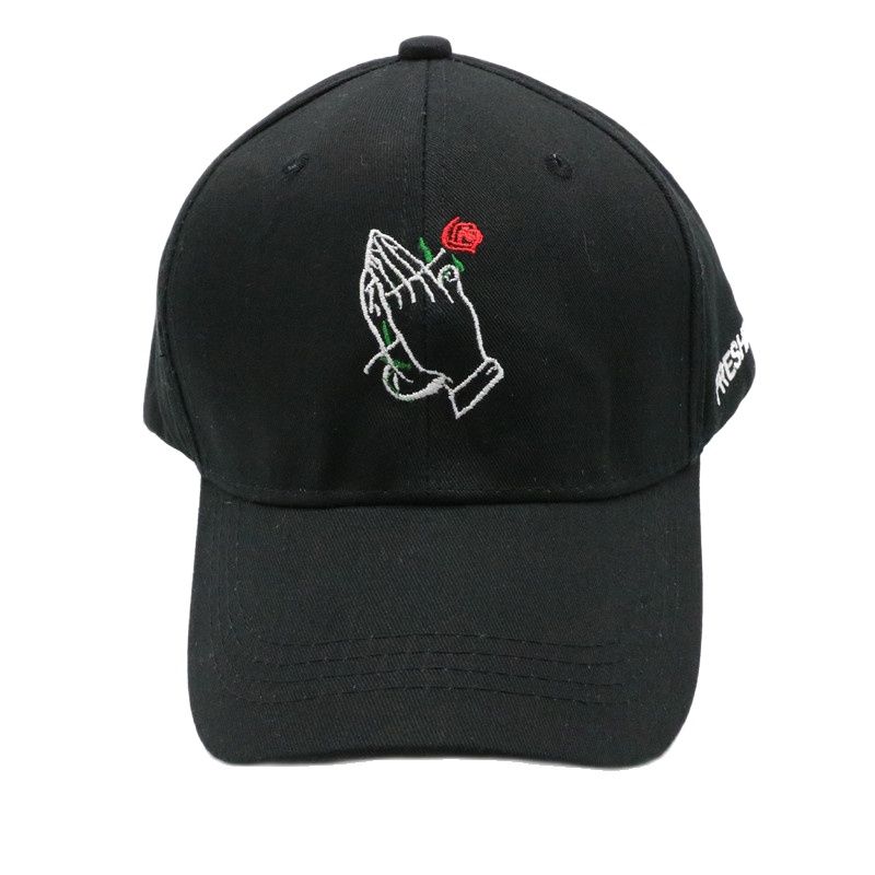 Holding the Rose in Both Hands Embroidery Simple Style Baseball Caps Men Women Snapback Hat Travel Sunscreen Caps Dad Hats BQ076