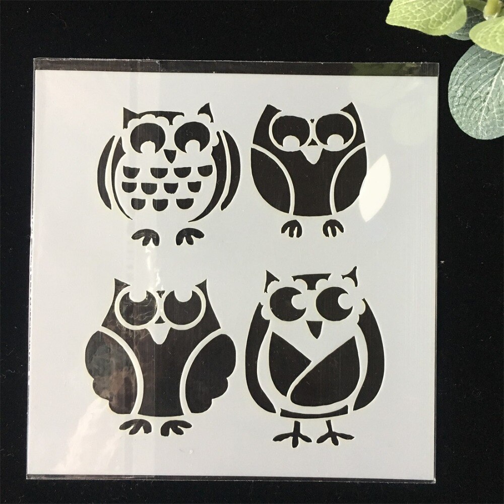 8 stk/pakke 13cm ugle fugle gør-det-selv lagdeling stencils vægmaleri scrapbog farvelægning prægning album dekorativ skabelon: -en