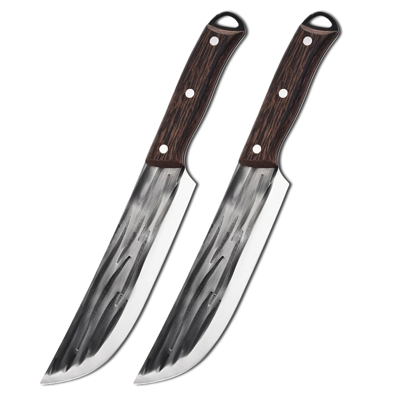 Cuchilla de carnicero de cocina, cuchillo de Chef forjado, corte de pescado, deshuesado, rebanado, mango de madera, cuchillo de carnicero, herramientas de corte de cocina: Negro