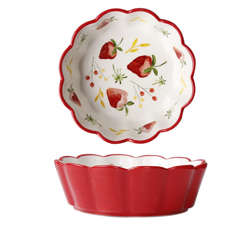 Rode ins salade dessert grensoverschrijdende kom japanse keramische kom fruitschaal magnetron oven huishoudelijk