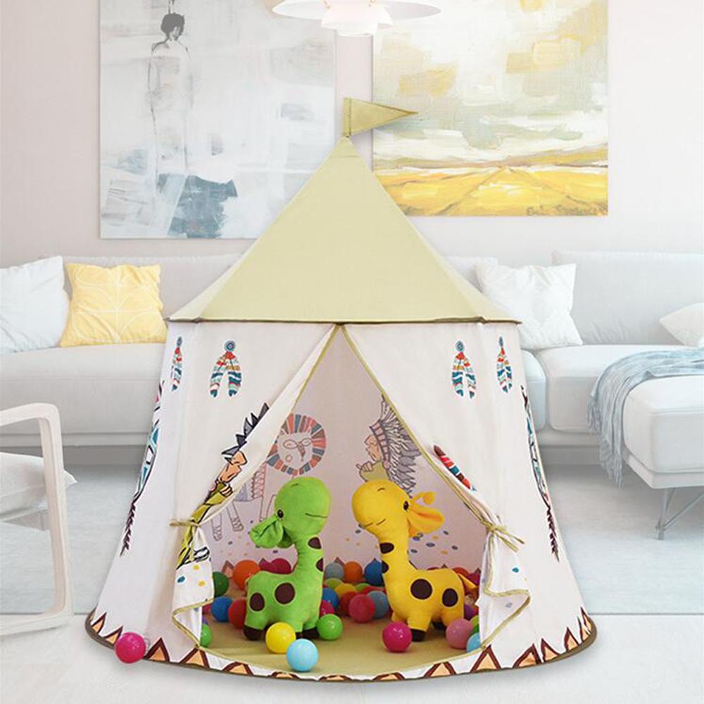 Kid Teepee Foldable Children's Tent House, 123x116cm Indian Teepee Wigwam Tent for Kids Baby Outdoor/Indoor Play-Tent Play-House