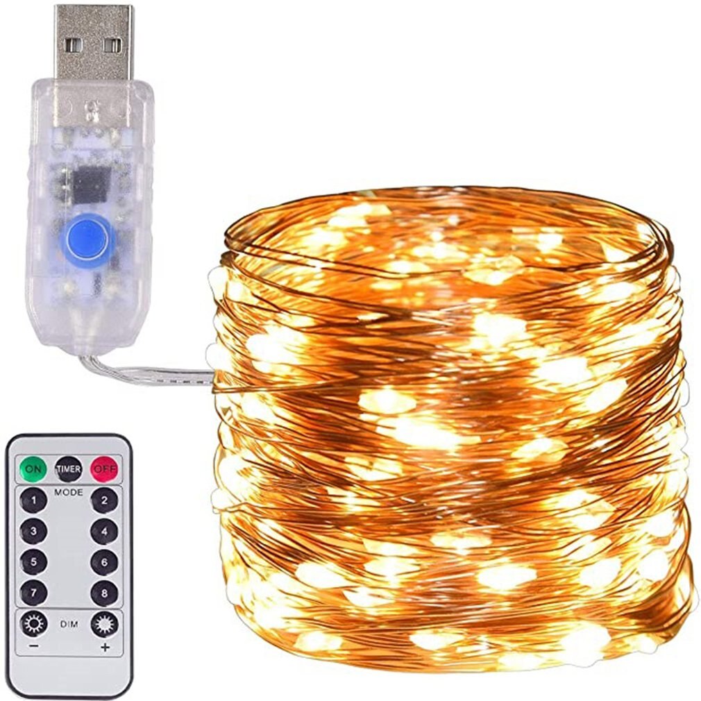 Usb Remote Control Copper Wire Light String Christmas Day Wedding Decoration Led Copper Wire Star Lights: 5m warm white