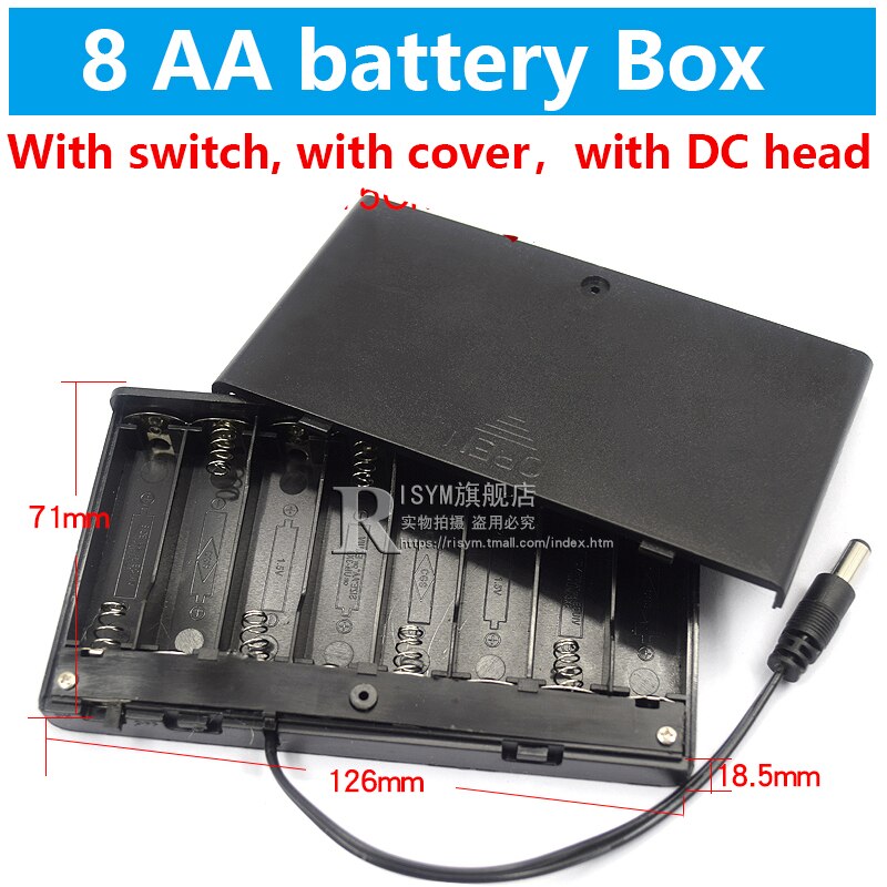 Aa batteri förvaringsbox aa batteripaket fodral självbatterihållare cellbox aa batterihållare med strömbrytare och lock 1-8x 4 st: 8x batteri box-dc