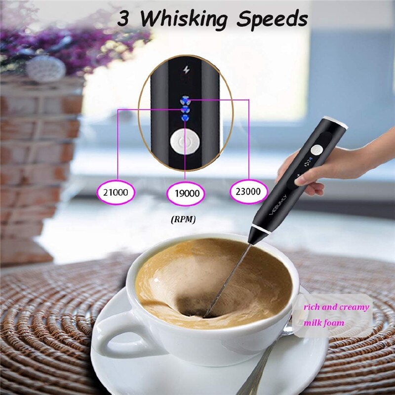 USB Oplaadbare Melkopschuimer Handheld Elektrische Schuim Maker Draagbare Drink Mixer Eiklopper Melkschuimer Latte Art Koffiezetapparaat