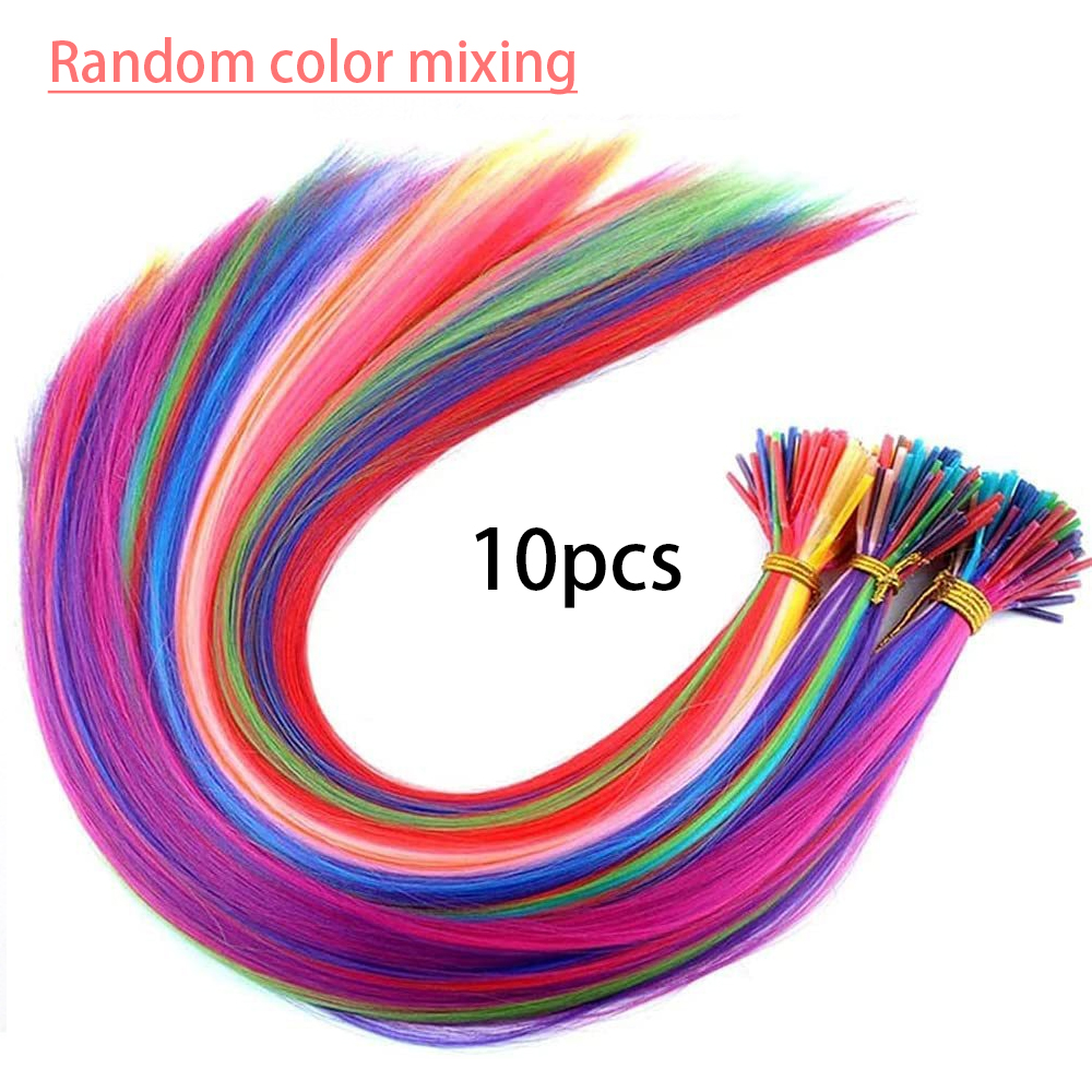 Extensiones de cabello sintético de color I-Tip Stick, pelo liso de 16 pulgadas para mujeres, alta temperatura, 10 hebras/paquete de colores: P1B/30