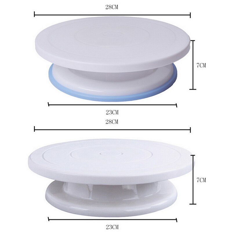 Gør-det-selv roterende kagebageværktøj drejeskive dekoration kageholder kage plastkage roterende bordbageværktøj 7*28cm 10 tommer