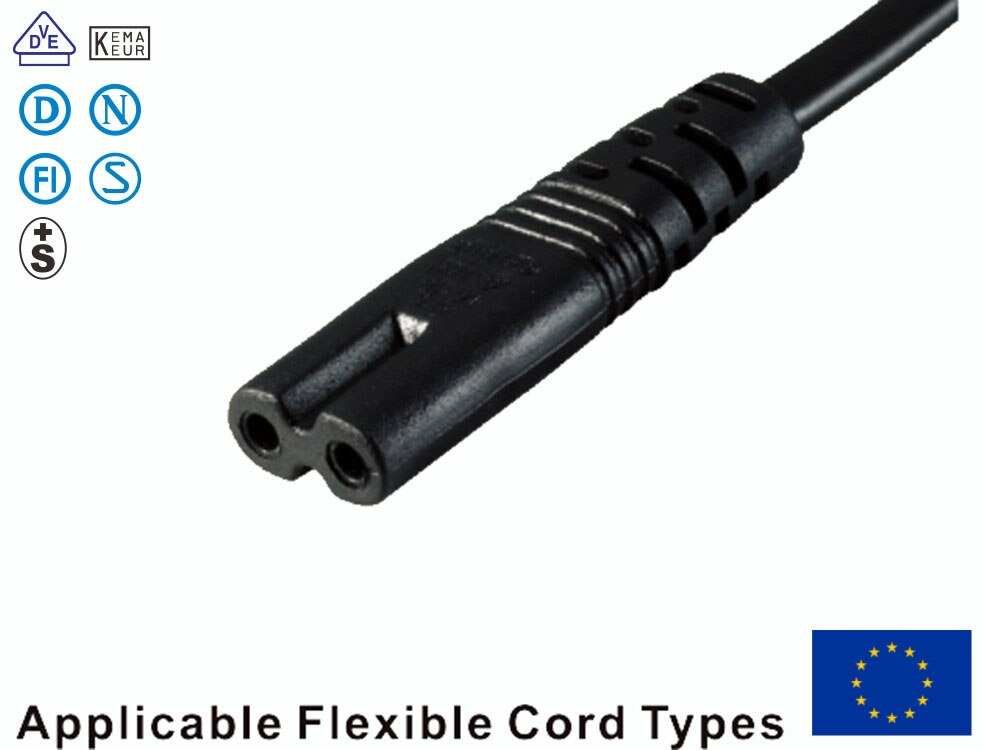 Lbsc eu strömkabel för tv-skrivare kameror  ps4 ps3 eu 2- stift till figur 8 c7 rätvinklig eu euro växelström 30cm