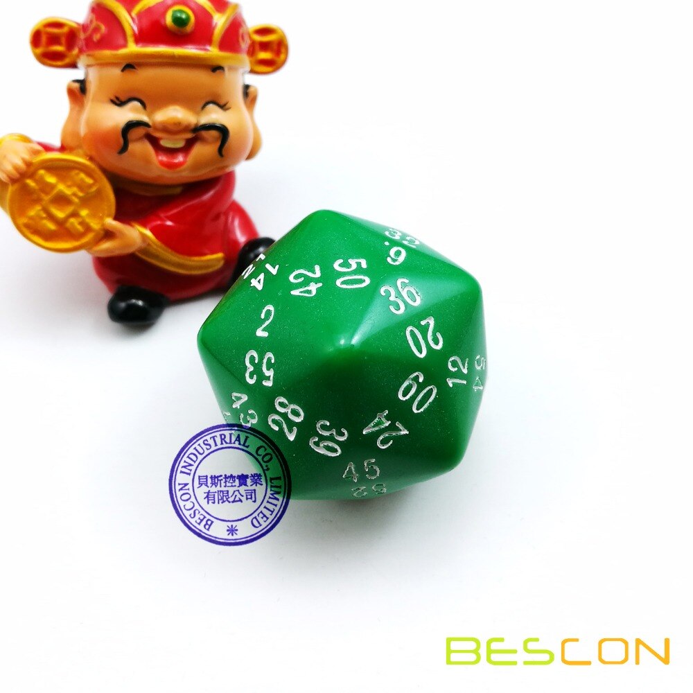 Bescon Style Polyhedral Dice 60-sided Gaming Dice, D60 die, D60 dice, 60 Sides Dice, 60 Sided Cube of Green Color