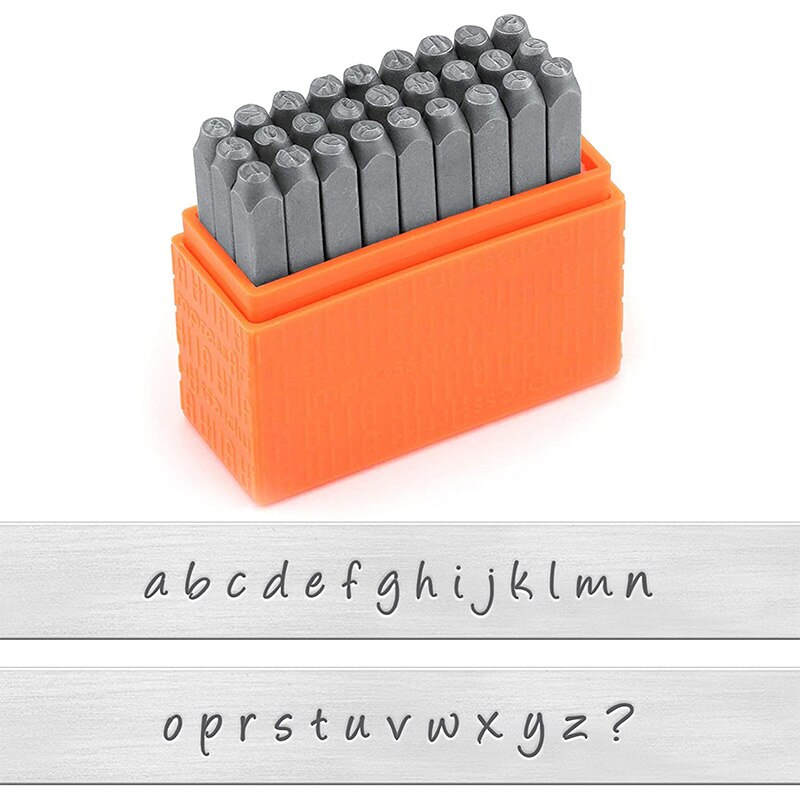 Letras mayúsculas y minúsculas de acero al carbono juego de sellos punzones alfabeto para Metal estampado M