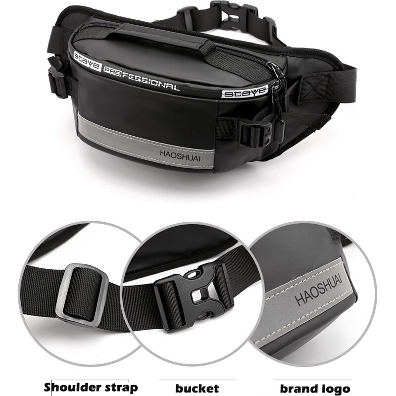 Waterproof Fanny Pack for Outdoor Leisure Fitness Reflective Strip Waist Bag Anti-theft Mobile Phone Chest Bag Belt Bag