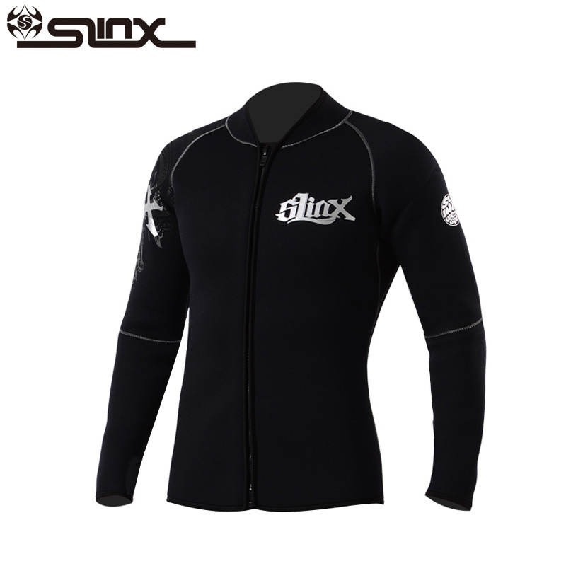 SLINX 3mm Neoprene Winter Warm Wetsuit Jacket Men's Rash Guard Scuba Diving Swimwear Kite Surfing Snorkeling Swimsuit: Tops / XL