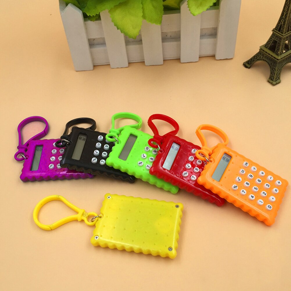 Mini Calculator Pocket Student Mini Electronic Calculator Biscuit Shape School Office Supplies Mini Calculator