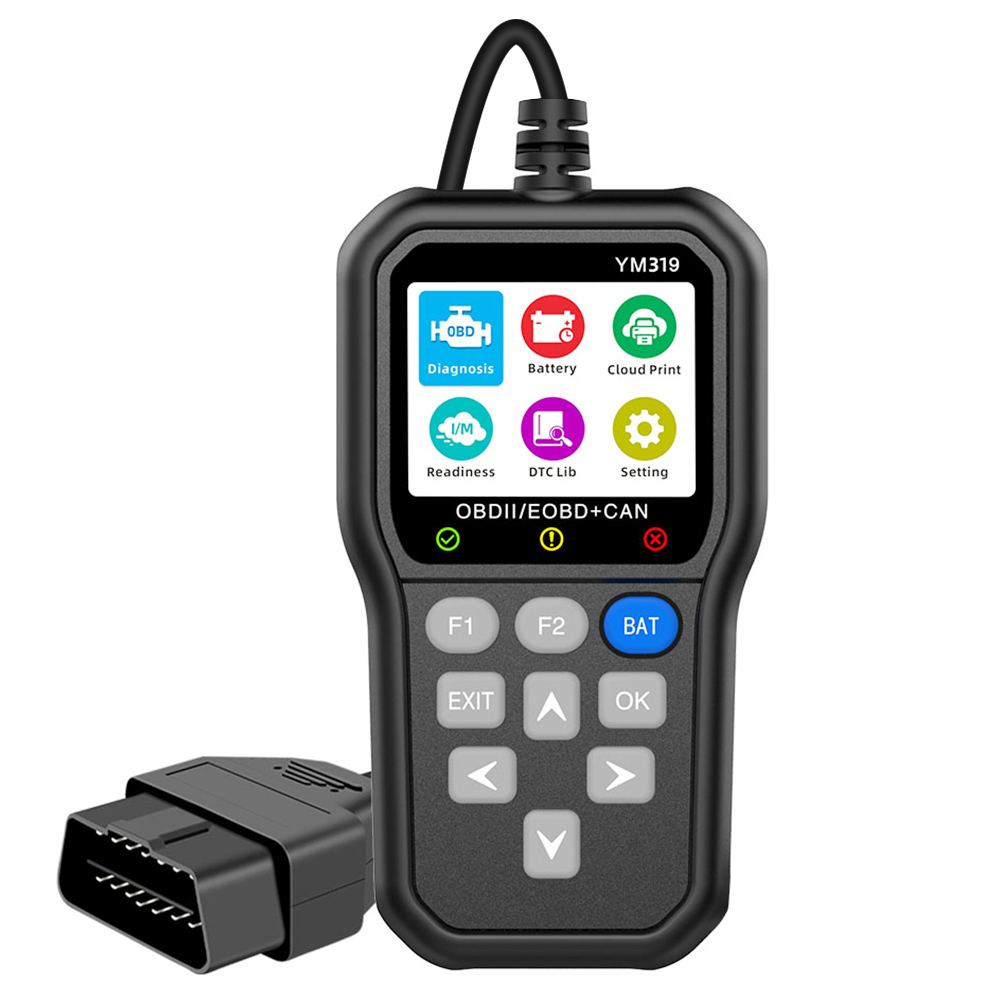 Multi-language OBD2 Code Reader Work for all cars YM119 Car Auto Diagnostic Tool Clear/Erase Codes OBDII Scanner: WHITE