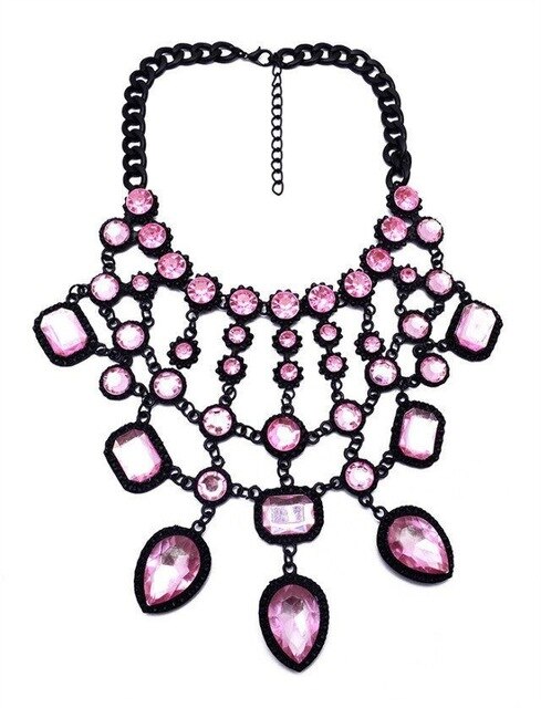 Miwens 9 Colors Crystal Metal Maxi Big Necklace Chain Charm Choker Women DIY Adjustable Jewelry Punk A554: pink