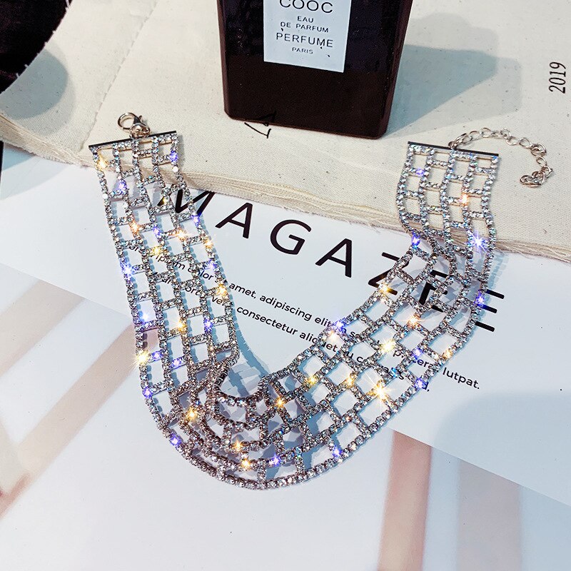 Mode Vrouwen Ketting Sexy Halsbanden Glanzende Pailletten Onzichtbare Meisjes Choker Ketting Engagement Bruiloft Sieraden