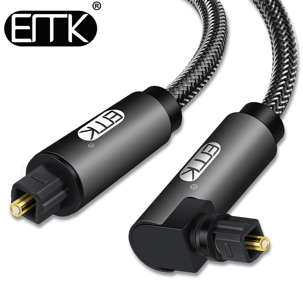 EMK 90-stopniowy cyfrowy optyczny kabel audio 5.1 Kątowy kabel Toslink SPDIF do odtwarzacza Blu-ray Xbox Soundbar Kabel światłowodowy