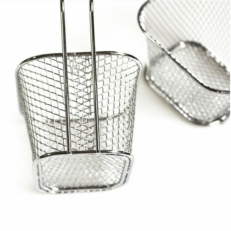 Home Stainless French Fries Stainless Steel Mini French Fry Serving Basket Mini Square Fry Basket Fried Food