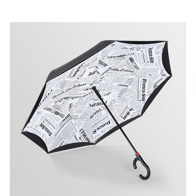 C-krog håndtag omvendt paraply dobbeltlag uv beskyttelse vindtæt bil paraply til kvinde semi-auto omvendt paraply mænd: Nyheder