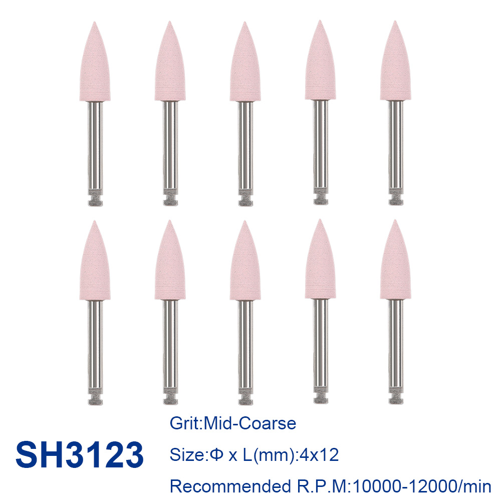 AZDENT 12 teile/paket Zahn Silikon Polieren Spitze Schleifen Köpfe Zähne Polierer RA Bohrer Dia. 2,35 mm für Handstücke mit niedriger Geschwindigkeit: Rosa