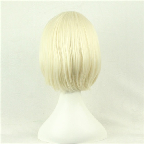 WoodFestival 12 pulgadas 9 colores Cosplay pelucas con flequillo cielo azul plata gris púrpura negro Rosa verde rojo corto Bob peluca sintética: Blonde