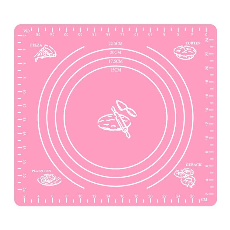 29X26cm Bakken Pad Silicone Rolling Deeg Mat Grote Non-stick Sugarcraft Fondant Cake Pizza Biscuit Cookie Brownie Maker Houder: Roze