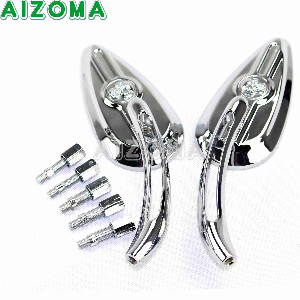 Espejos retrovisores cromados de 2 uds. Para motocicleta, espejo retrovisor lateral de aluminio para Harley Sportster Dyna Heritage, crucero Softail