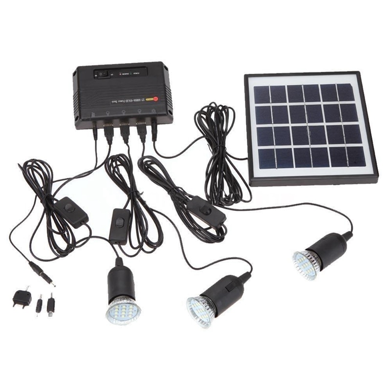 Outdoor Solar Power Led Verlichting Lamp Lamp Systeem Zonnepaneel Home Systeem Kit