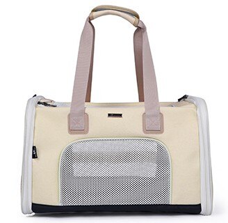 Cat Carrier Bag Portable Foldable Pet Shoulder Bag Travel Car Bag Pet Handbag Puppy Dog Carrying Outdoor Bag for Small Dogs: Beige / 47X30X31cm