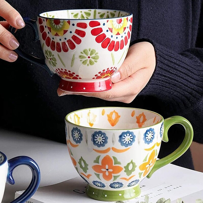 Set of 4 Coffee Mug Sets,15 Ounce Large Ceramic Coffee Mugs Restaurant Coffee Mug, Large-Sized Black Coffee Mugs