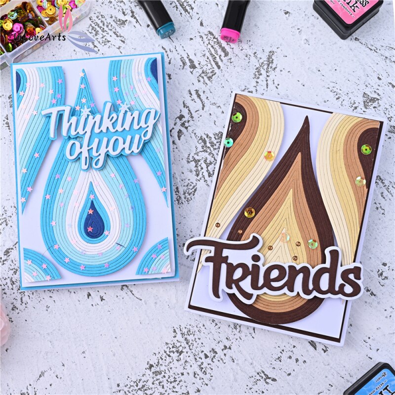 InLoveArts Water Shape Metal Cutting Dies Scrapbooking Decorative Embossing Card Crafts Stencil DIY Waterdrop Frame Die Cut