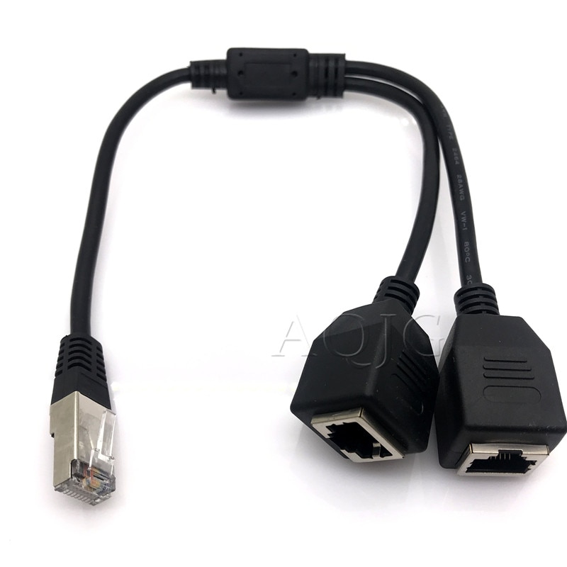 1 Male to 2 Female 2 Ways RJ45 Ports Ethernet Network Splitter Connector Extension Cables Router LAN Double Ports Plug Adapter