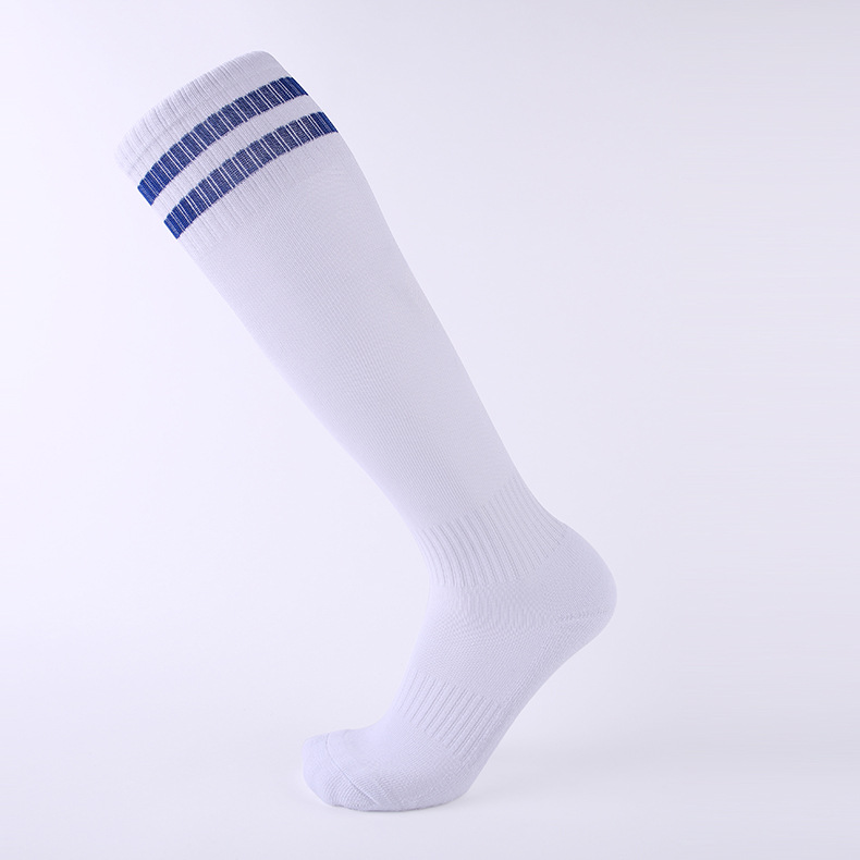 14 Color Non-slip Soccer Socks Kids & Adult Knee High Long Cotton Sport Football Team Socks Thick Towels Comfortable: Blue White / Adult (EU 37-45)