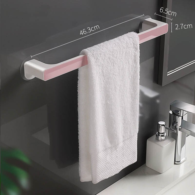 1Pc Zelfklevende Handdoek Houder Rek Muur Handdoek Hanger Badkamer Bar Plank Rolhouder Opknoping Haak Organisator: L Pink
