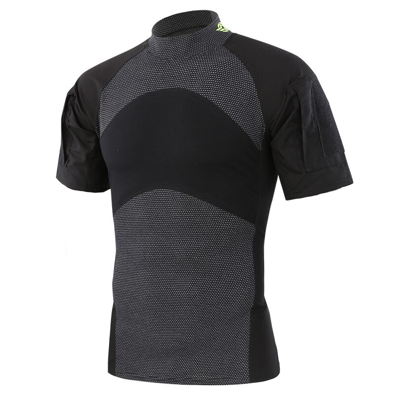 Udendørs sommer #39 camouflage vandre-t-shirt sportsbund åndbar hurtigtørrende komfortabel størrelse m -2xl camo vandretop: Sort / M