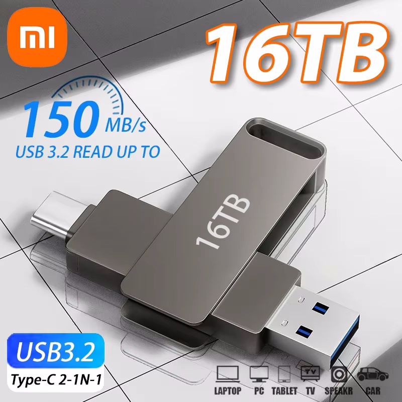 Xiaomi 16TB Flash Drive USB 3.2 Super High Speed Transfer Metal Mini U Disk Pen Drive Type C Memory Waterproof Disk SSD U Drive
